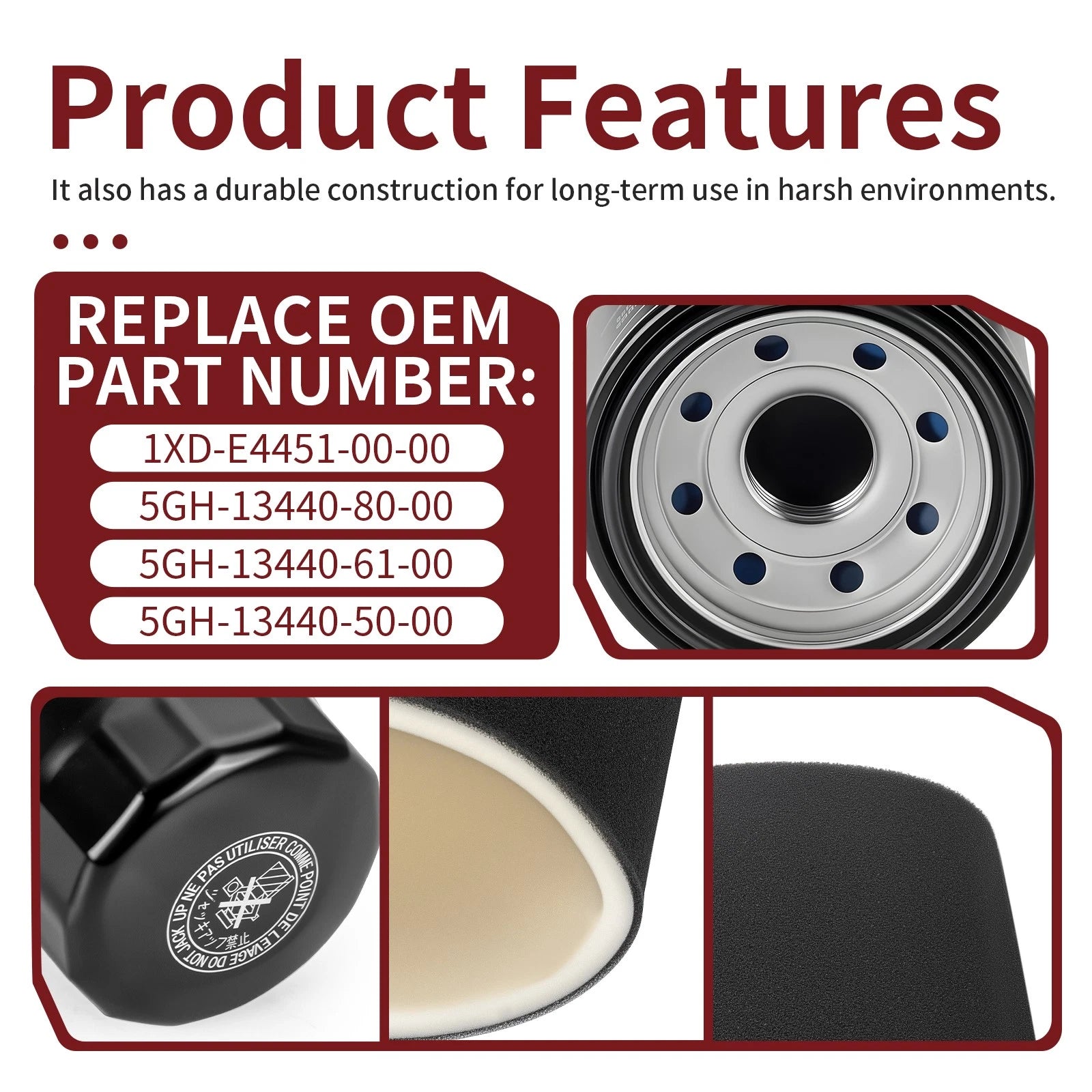 Air & Oil Filter Kit for Yamaha Viking 700 YXM700 (2014–2024) 1XD-E4451-00-00