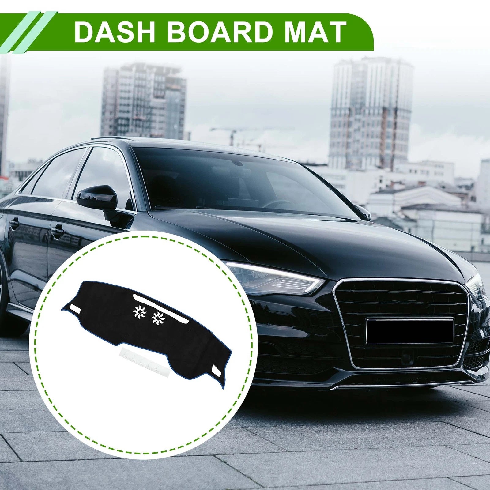 Dashboard Cover Mat for Audi Q3 (2019–2022) Sun Protector Pad Black Blue