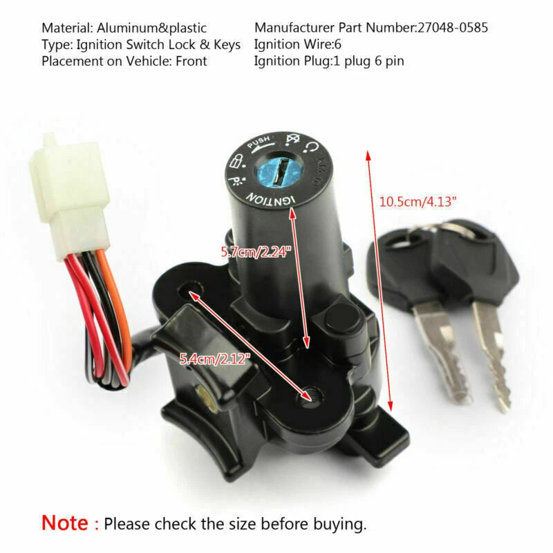 Ignition Switch Lock Keys for Kawasaki KL110, KSR PRO, KLX250, KLX125 (2013–2014)