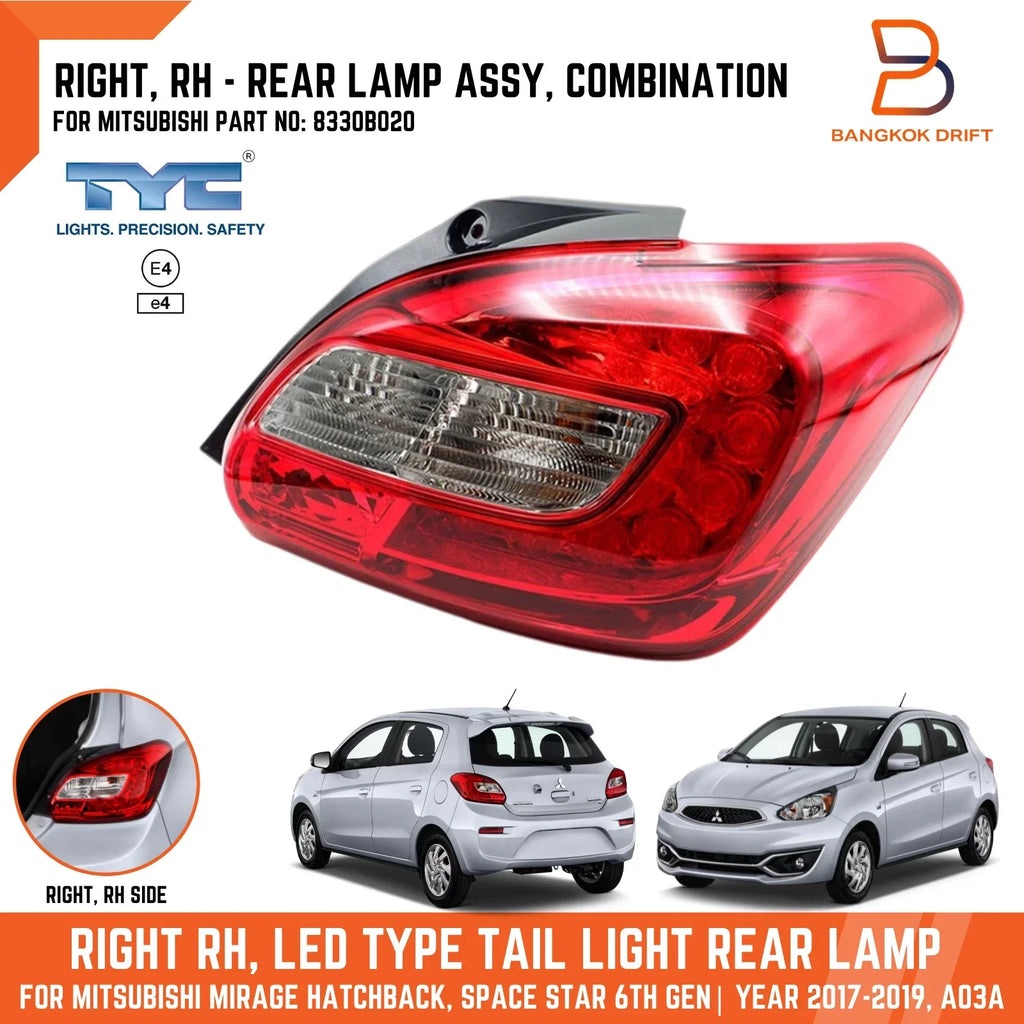 RH LED Tail Lamp for Mitsubishi Mirage Hatchback (2016-2019)