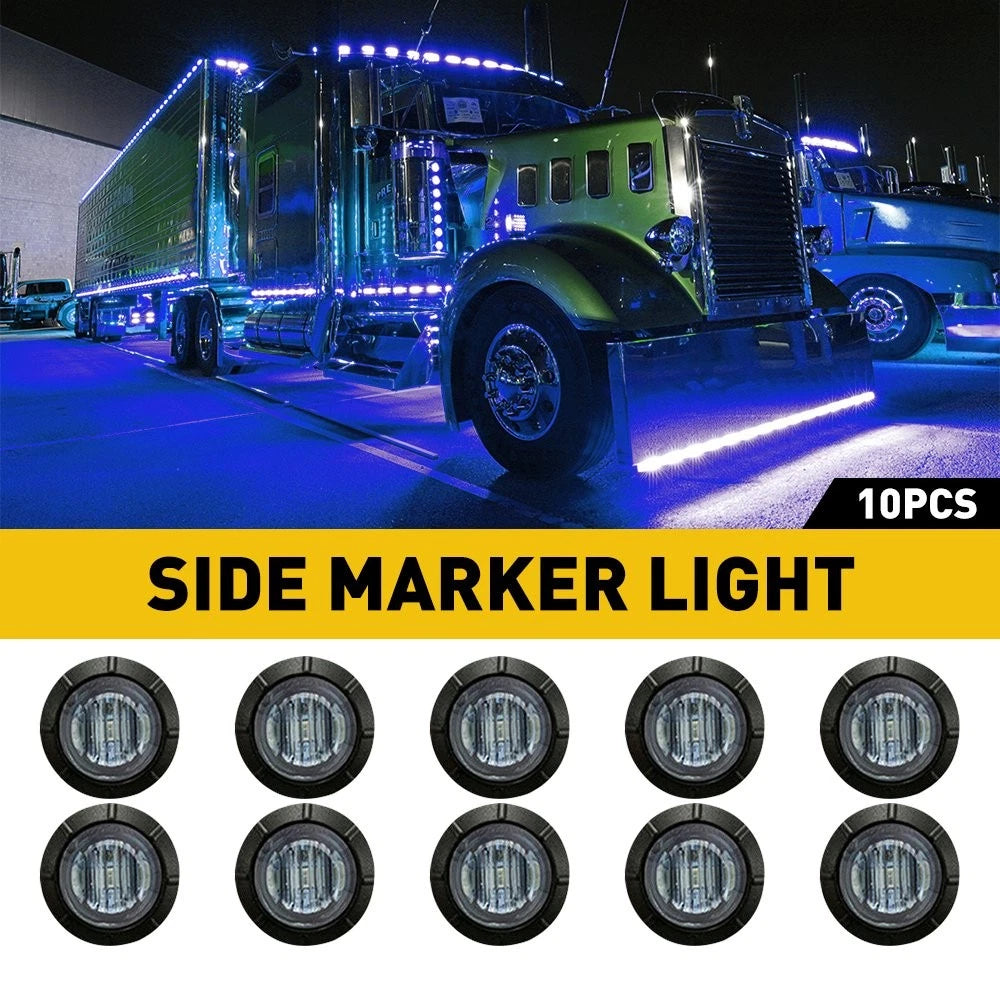 Set of 2 Blue LED Marker Side Bullet Light Lamps for Truck Trailer