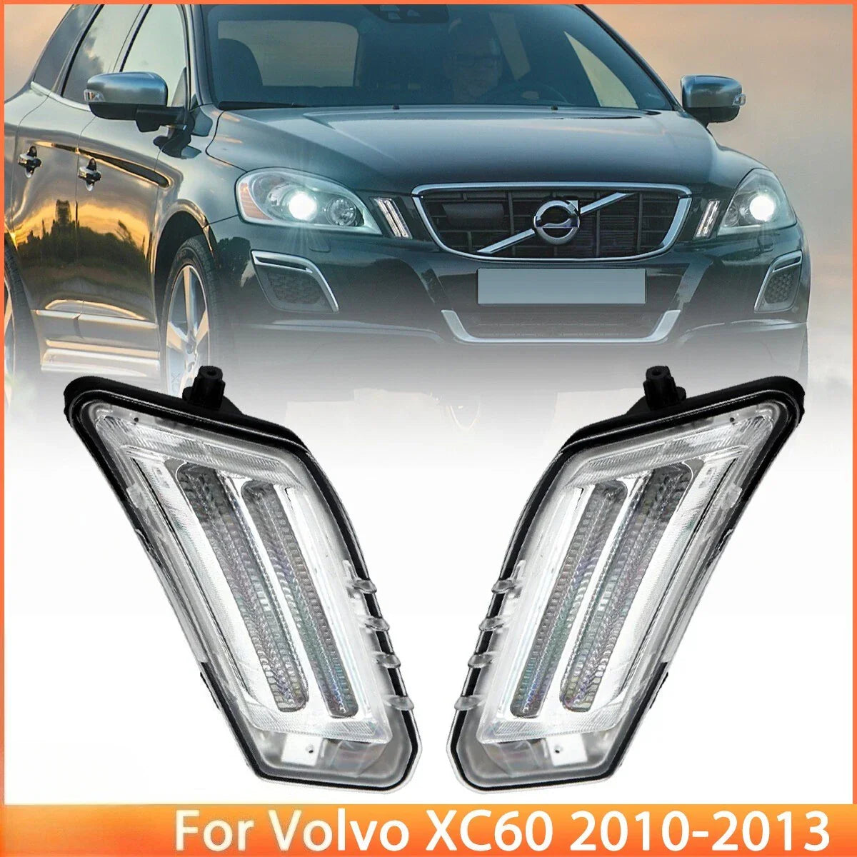 2 x DRL Daytime Running Lights LED Cold White for Volvo XC60 (2010–2013)