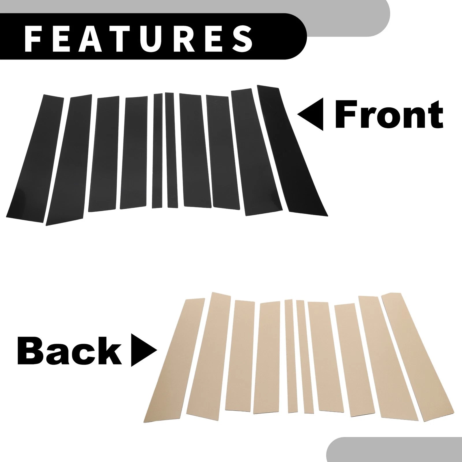 10X Car Pillar Window Trim Cover for Mercedes Benz GL-Class (2008–2012) Black