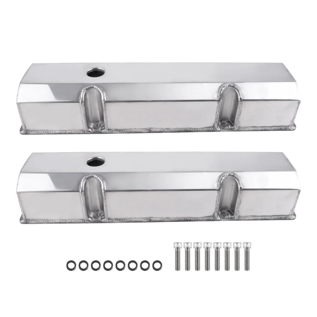 2X Fabricated Aluminum Tall Valve Covers for Small Block Chevy 305 327 V8 (1960–1985)