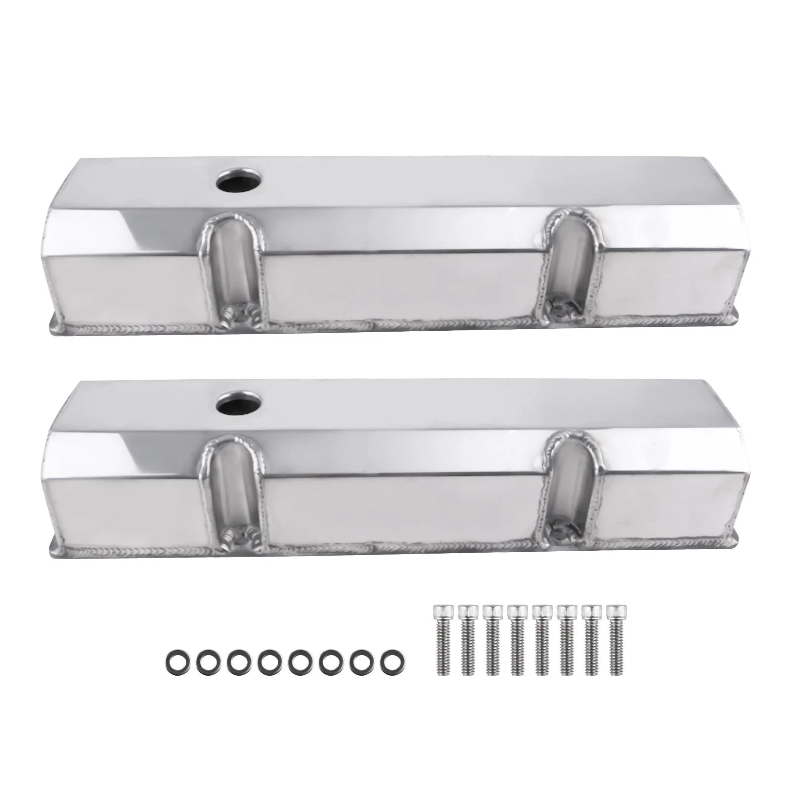 2X Fabricated Aluminum Tall Valve Covers for Small Block Chevy 305 327 V8 (1960–1985)