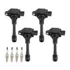 Set of 4 Ignition Coils + Spark Plugs for Nissan Sentra Tiida Urvan Versa X-Trail (UF549)
