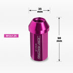 20Pc M12X1.25 Pink JDM Closed End Cone Hex Wheel Lug Nuts + Extension 25mmx50mm