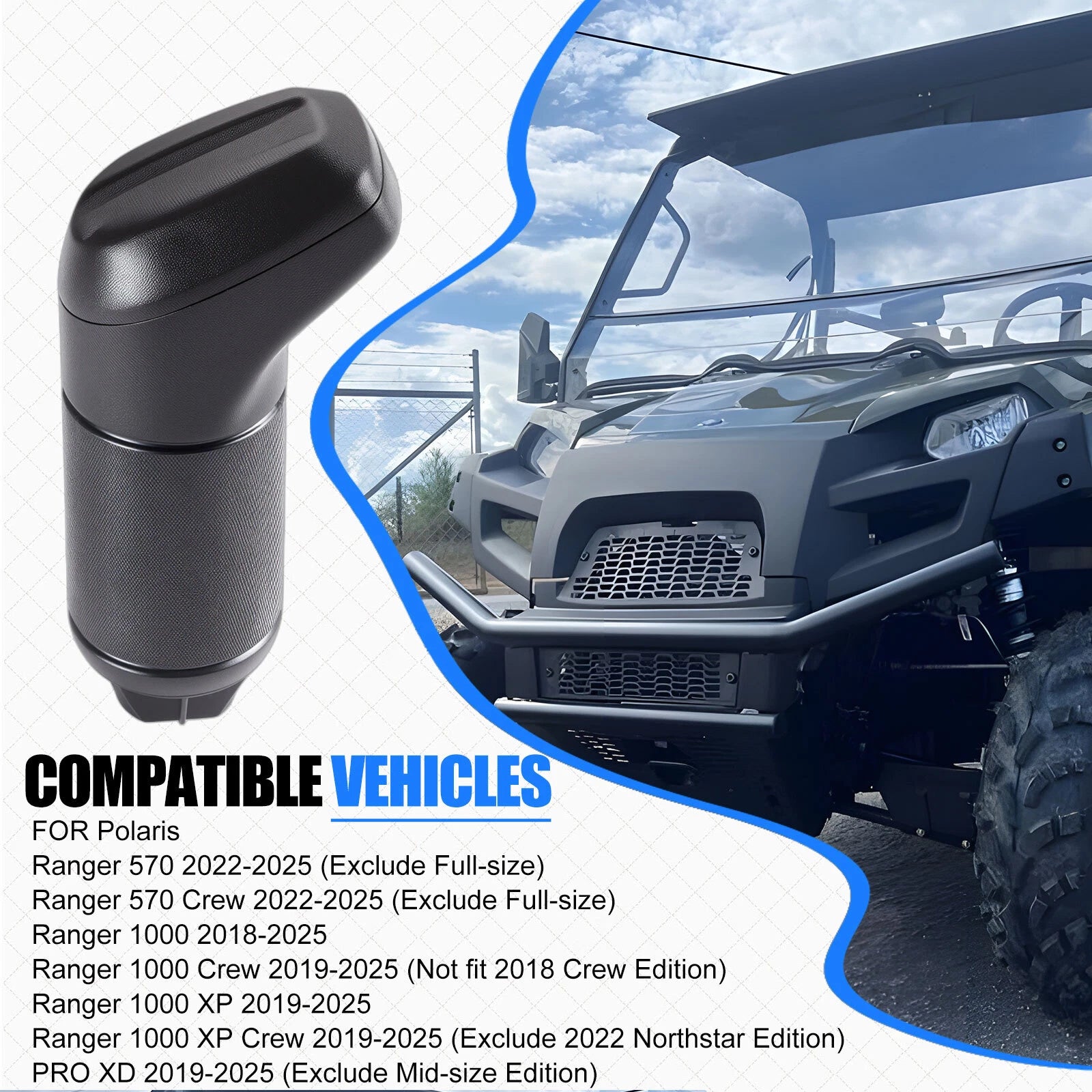 Shifter Knob Cover for Polaris Ranger 570 Crew, 1000 Crew, XP PRO, XD (2018–2025)
