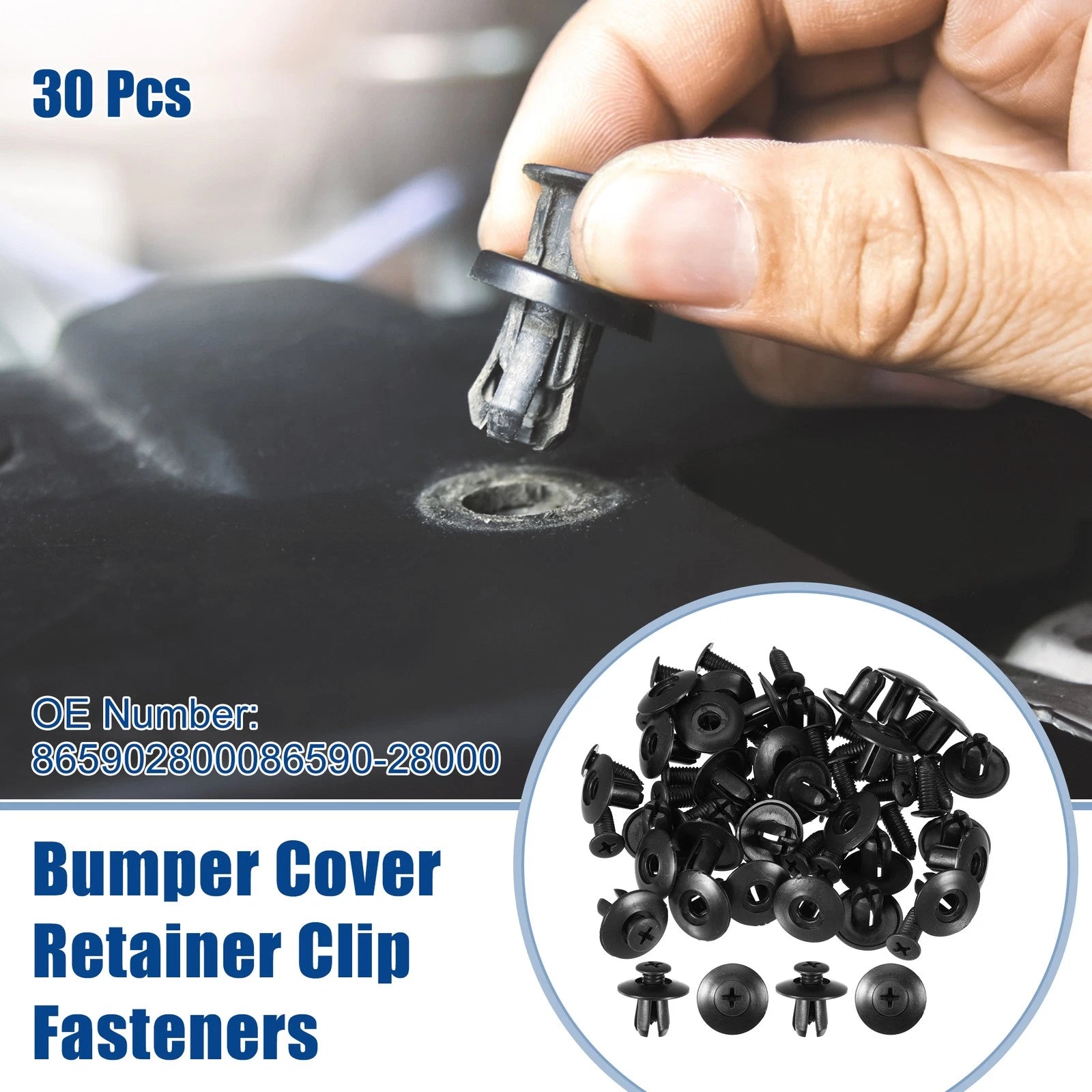 30pcs Bumper Cover Retainer Clip Fasteners for Hyundai Sonata (2011–2019) No.8659028000