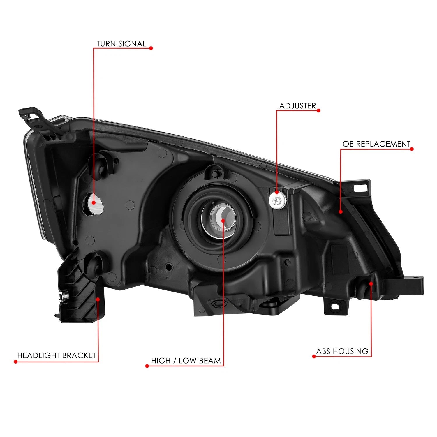 Headlight Assembly for Nissan NV200 (2013–2021) Black Housing Clear Corner