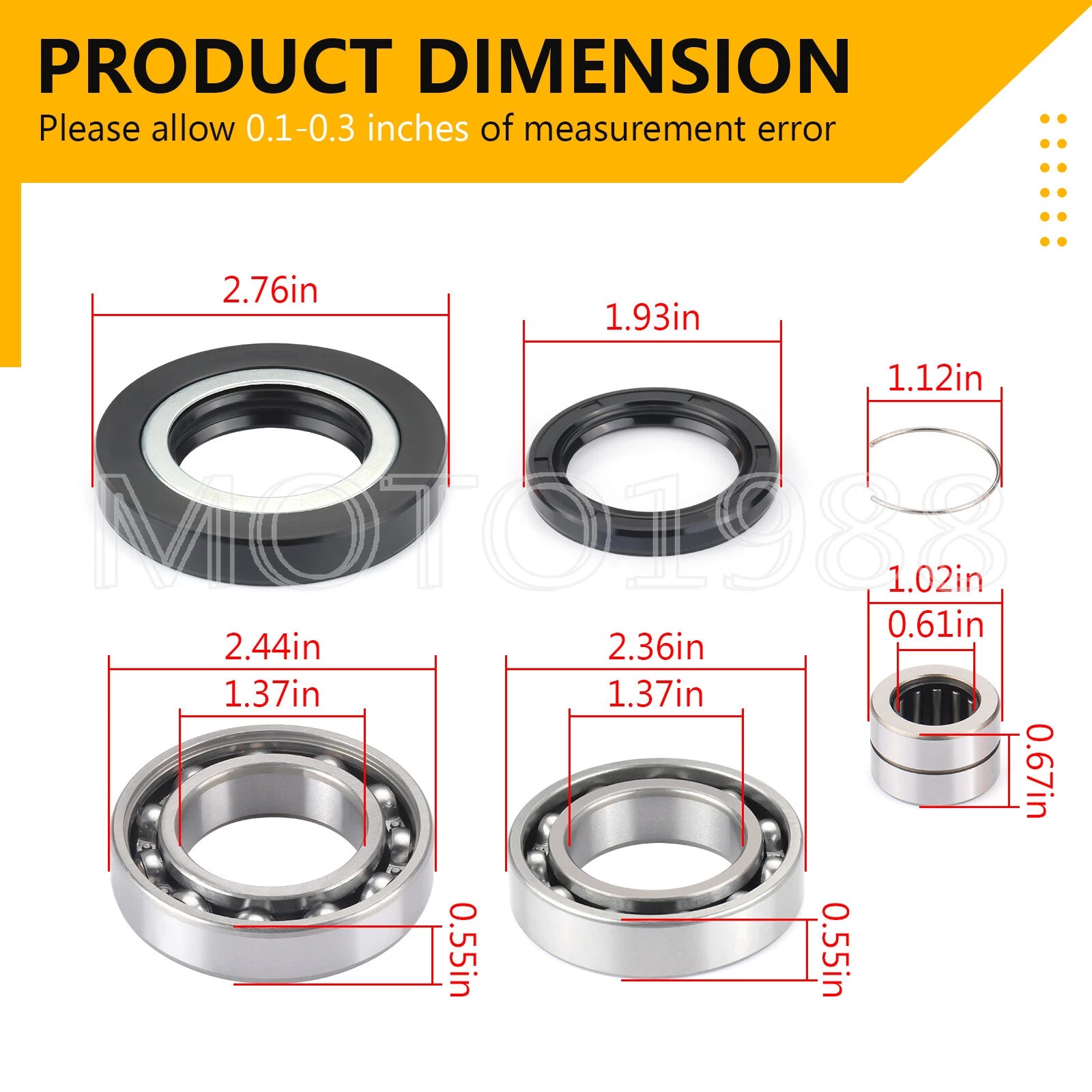 Rear Differential Bearing Seal Kit for Honda Rancher 420, Foreman 500 (2000-2023)