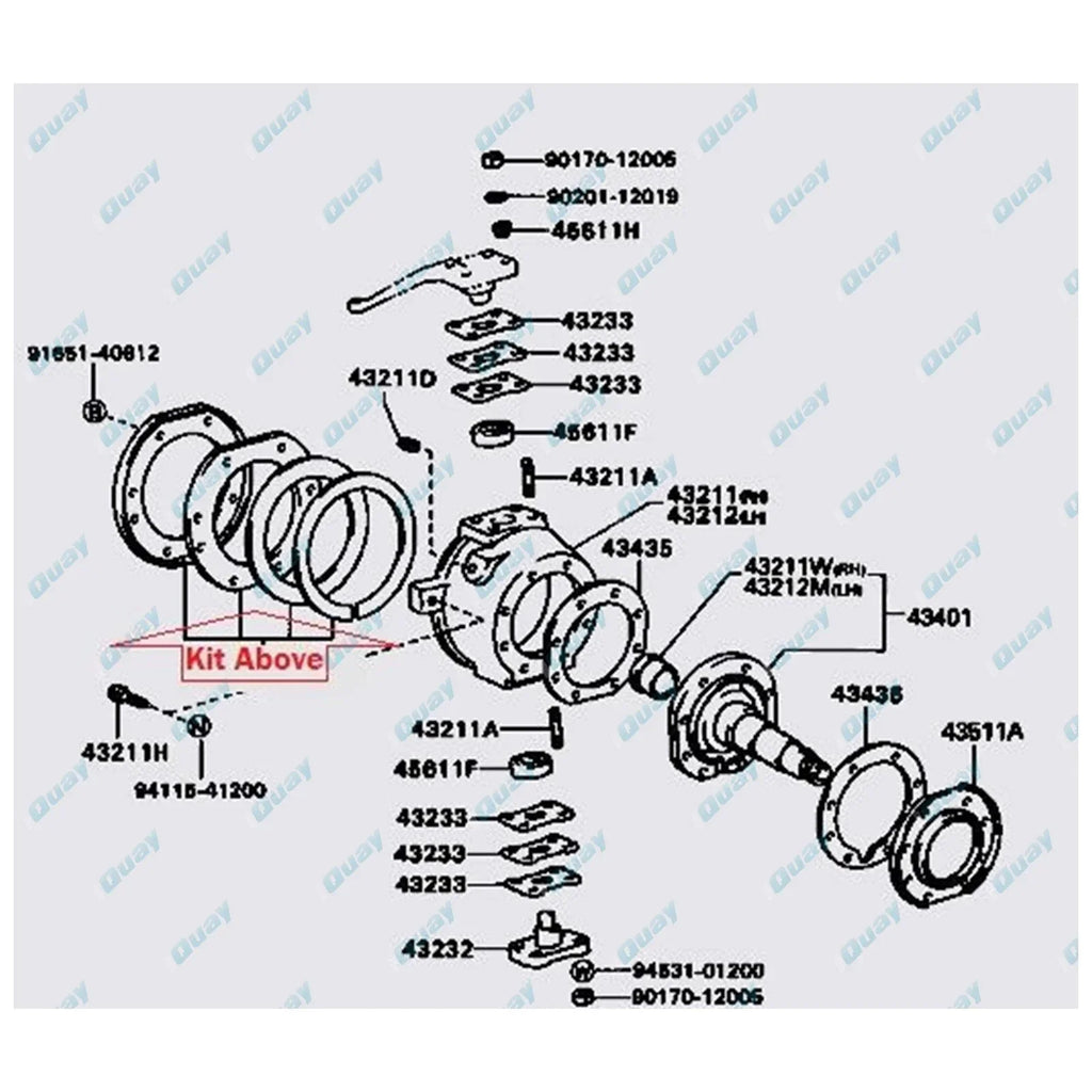 Front Axle Rear Parts Kit for Landcruiser 1969-89 Swivel Hub Steering Knuckle
