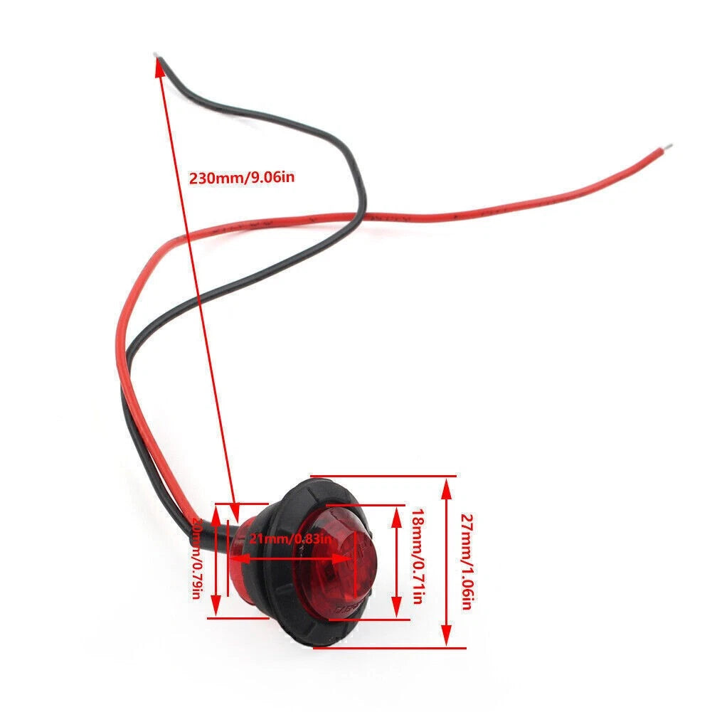 3 LED Front Rear Side Marker Light for Trailer Truck Lorry Van Bus (12V)