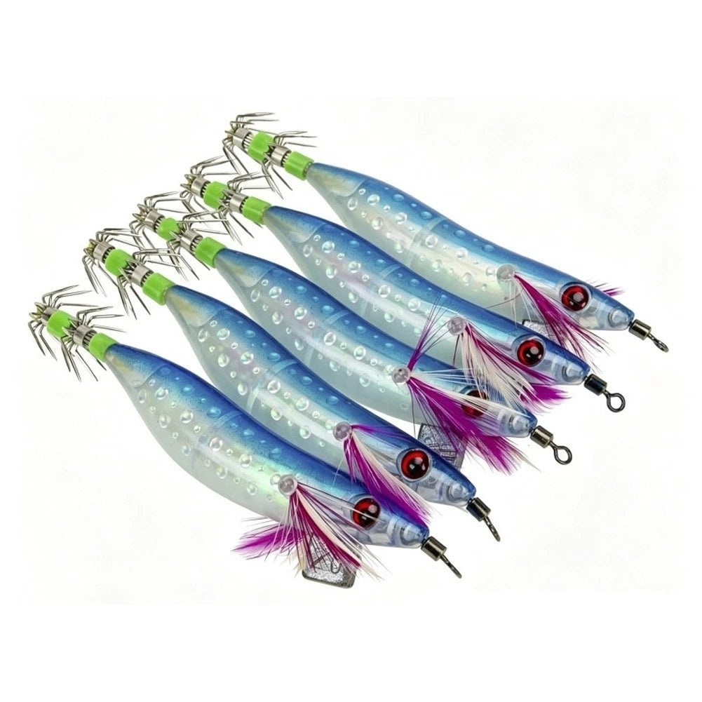 5X Glow Squid Jig 9cm 20g Luminous Bait for Coastal Fishing