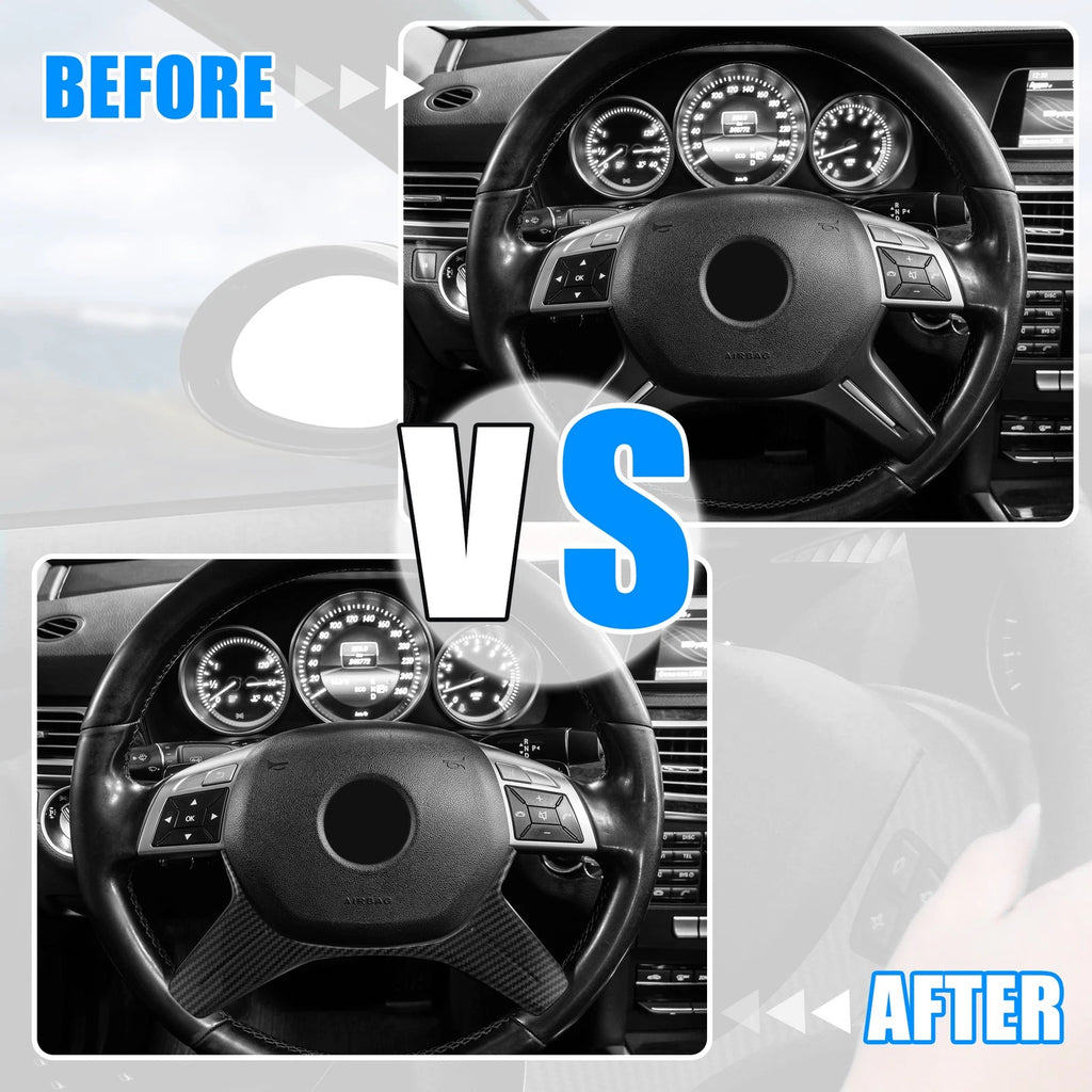 Carbon Fiber Pattern Steering Wheel Cover Trim for Mercedes Benz 