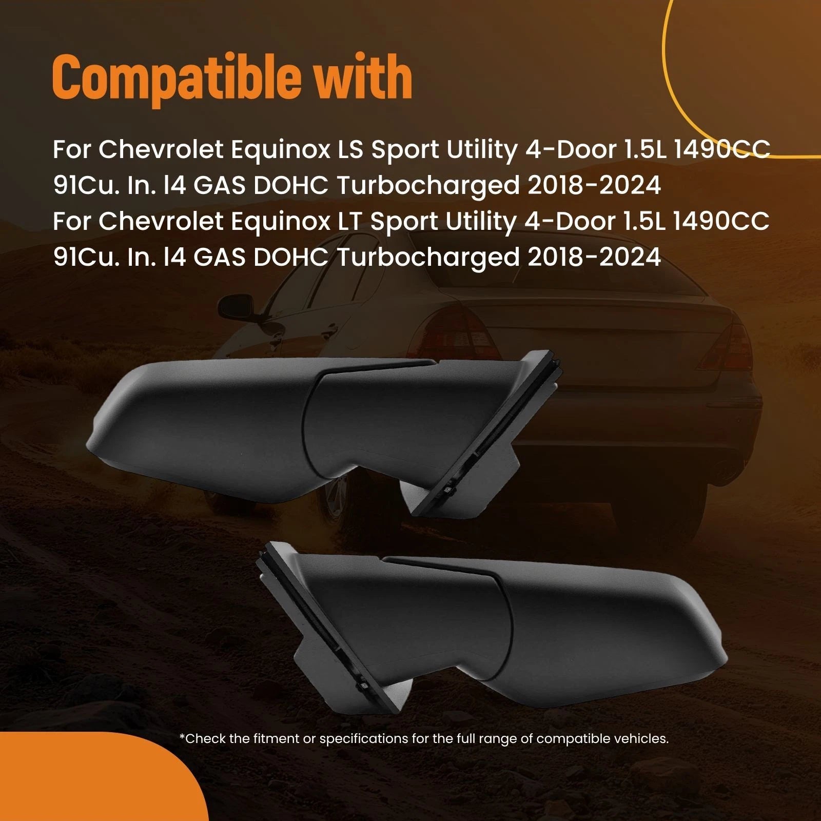 Power Heated Side Mirror Pair for Chevrolet Equinox (2018–2024) GM1320560