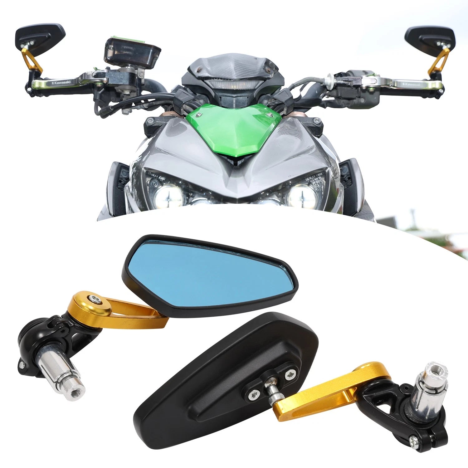 CNC Bar End Rear View Mirrors for Yamaha Kawasaki Ducati (7/8" 22mm)
