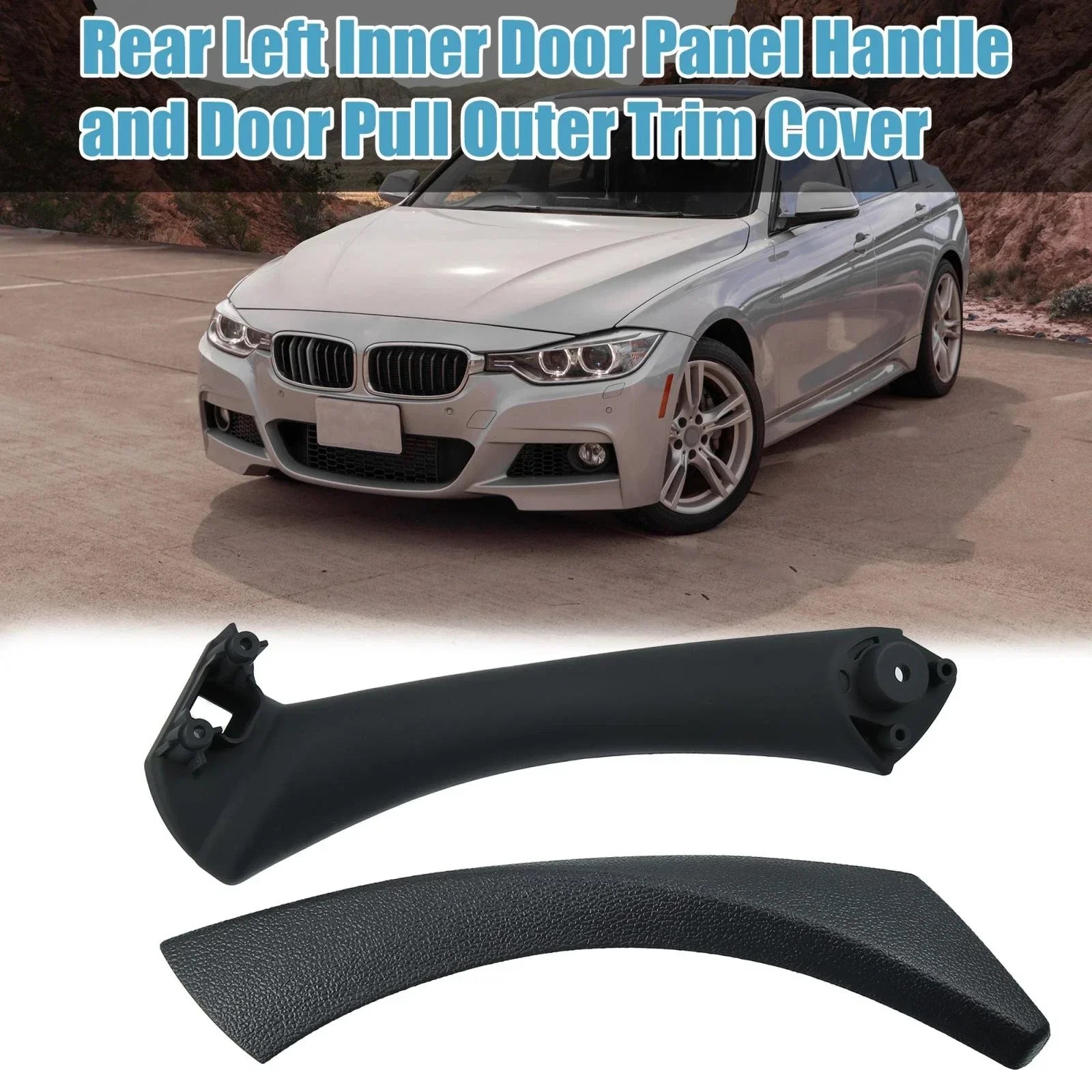 Rear Left Inner Door Panel Handle Outer Cover Black for BMW E90 (2005-2013)