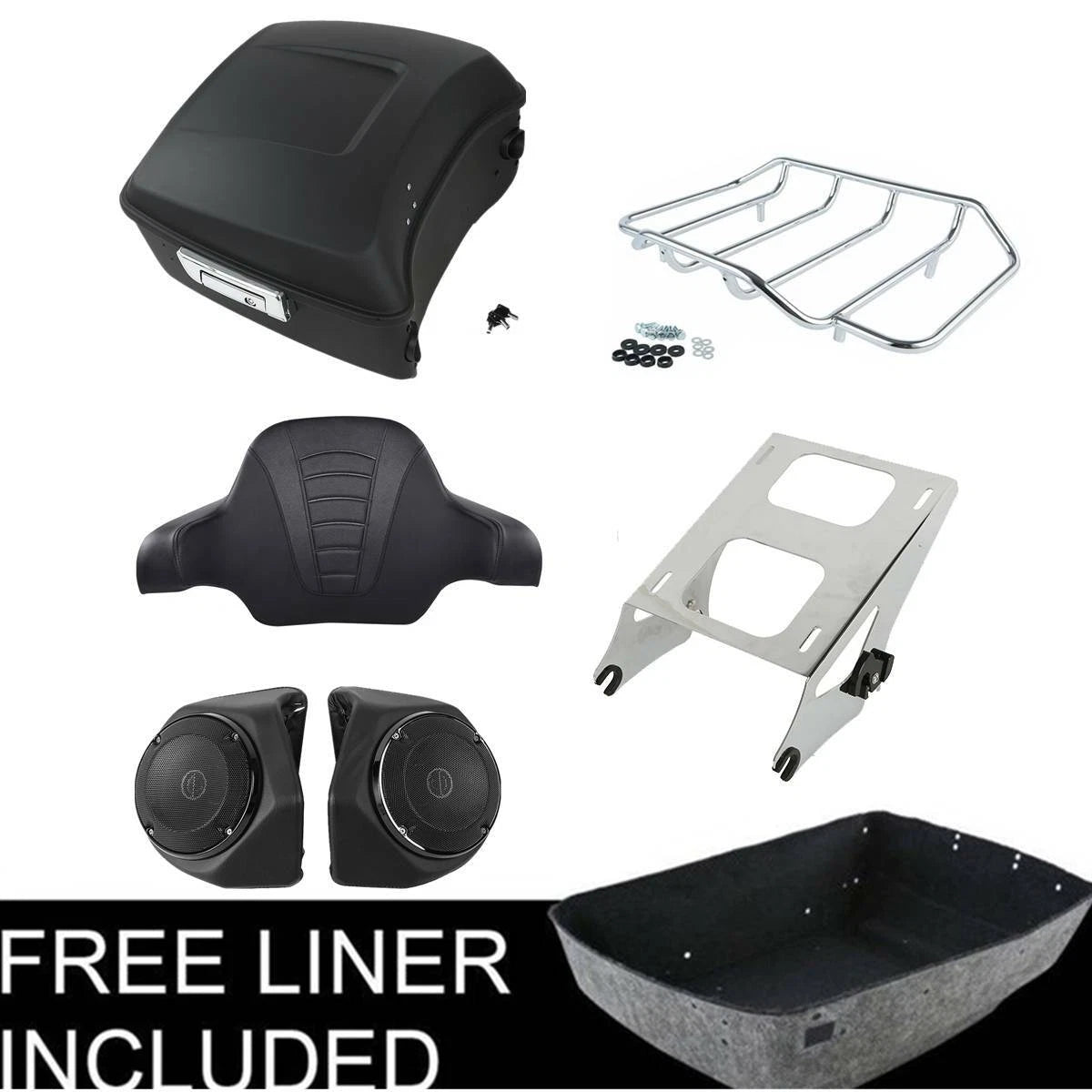 Matt Black Trunk Rack Speakers Pad for Harley Touring (2014–2025)