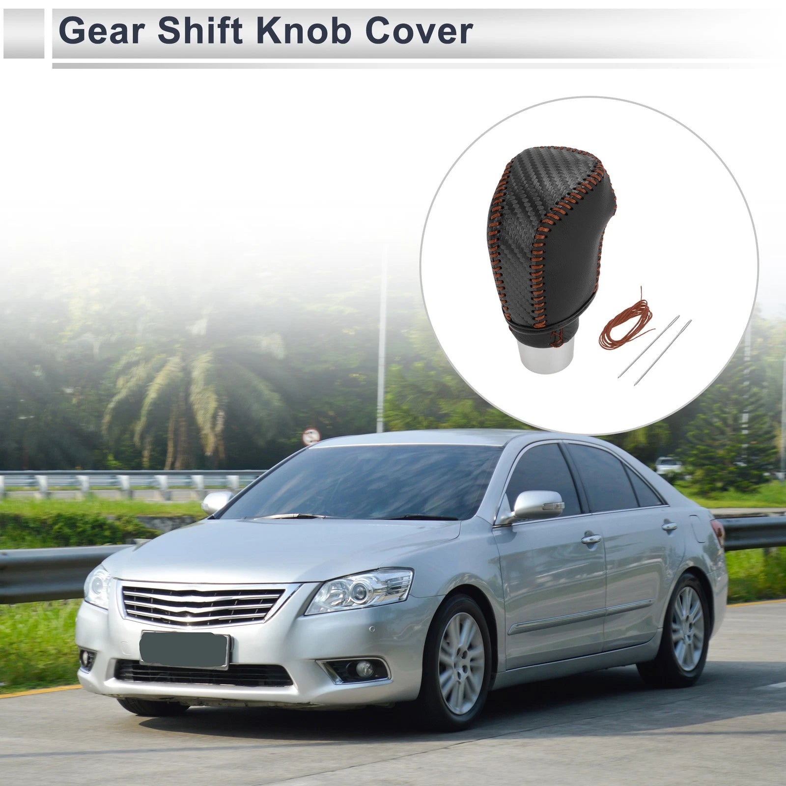 Gear Shift Knob Cover for Toyota Camry (2019–2022) Black Carbon Fiber