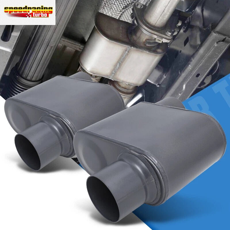 2 Pack Chambered Exhaust Muffler 2.25" Inlet/Outlet 12.5" for Performance