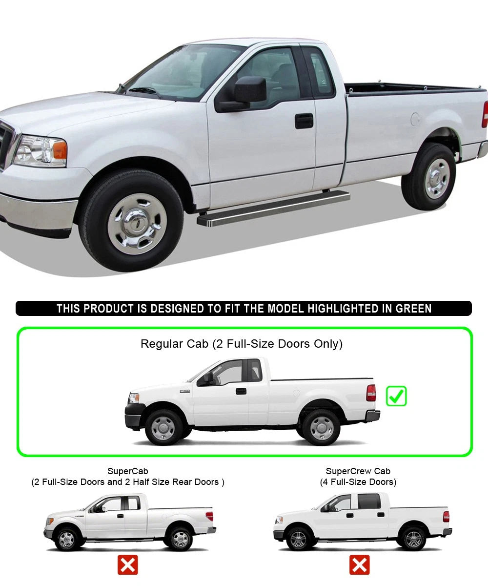 5-Inch Stainless Steel Running Boards for Ford F150 (2004–2008)