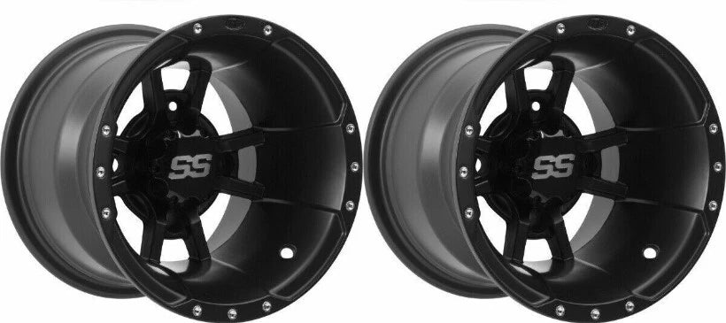 Set of 2 ITP SS112 Matte Black Sport Rear Wheels 10x8 for TRX KFX LTR 250 400 450 450R