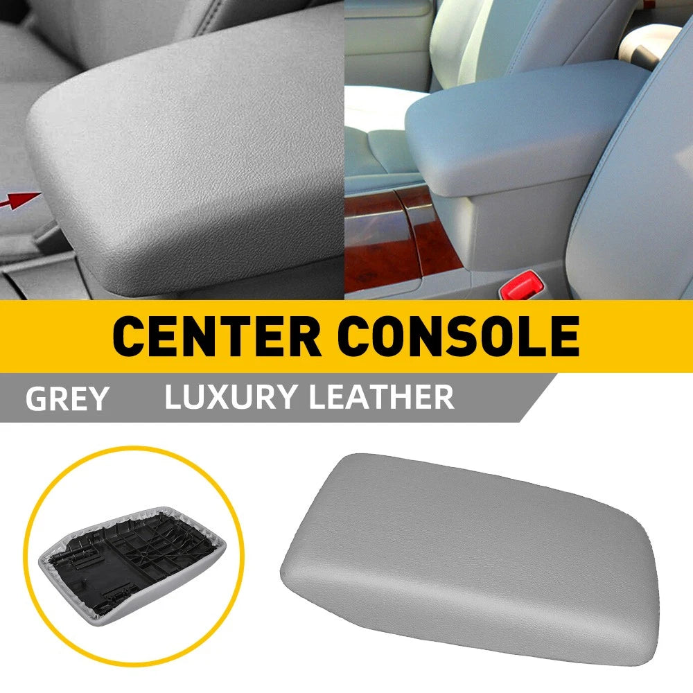 Leather Armrest Lid Cover for Toyota Highlander (2008–2013) Gray