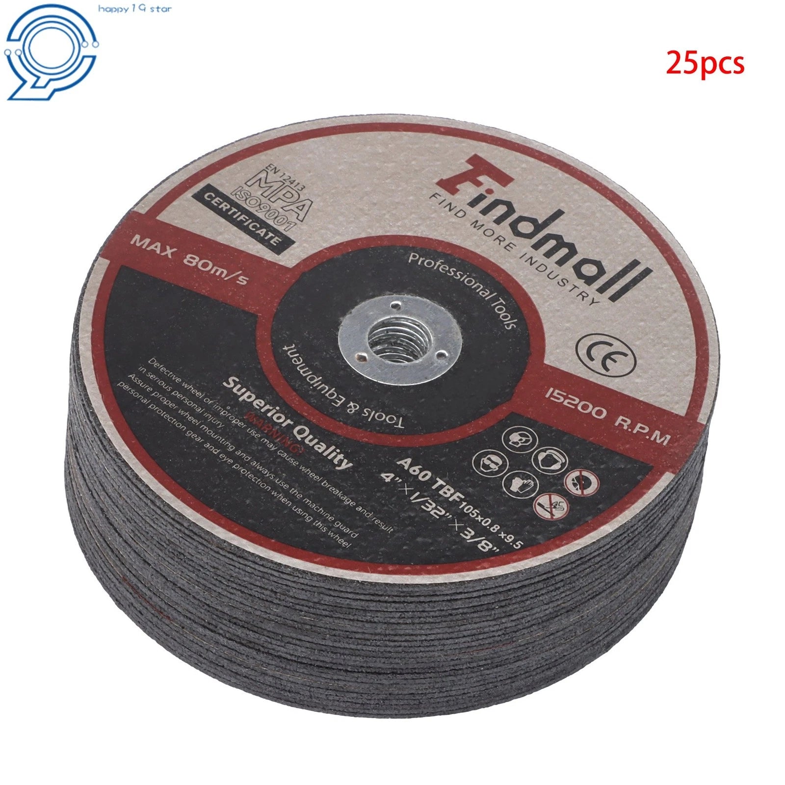 25 Pack Cut Off Wheels 4" x 1/32" for Metal & Stainless Steel