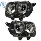 Set of 2 Black Halogen Headlights for Dodge Challenger (2015-2018)