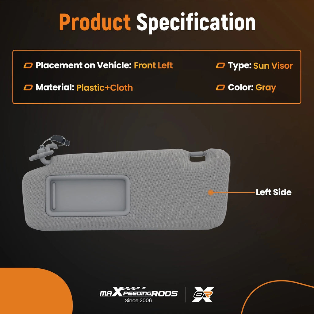 Sun Visor with Light for Mazda CX-9 (2010–2015) TD11-69-320D-75 Gray