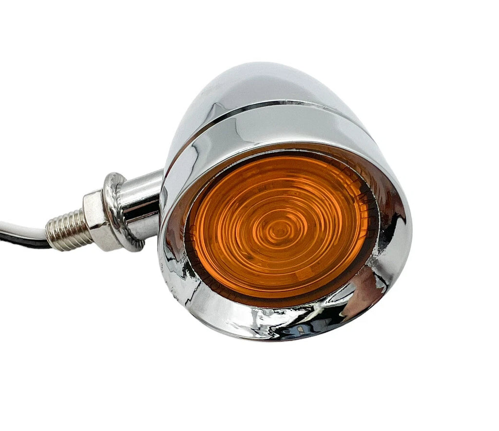 Mini Bullet LED Amber Chrome Light for Motorcycle Hot Rod Truck (Universal)