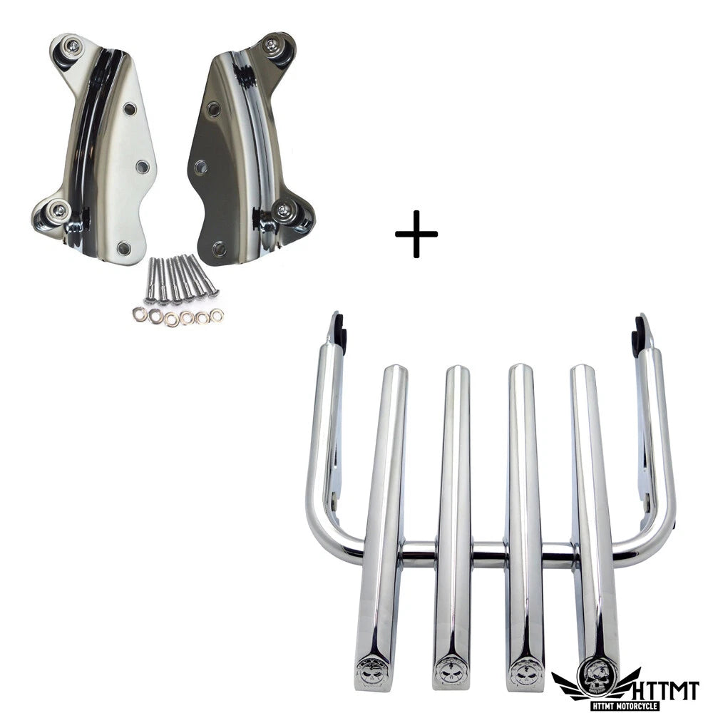 Chrome Skull Detachable Luggage Rack for Harley Touring (2009–2013)