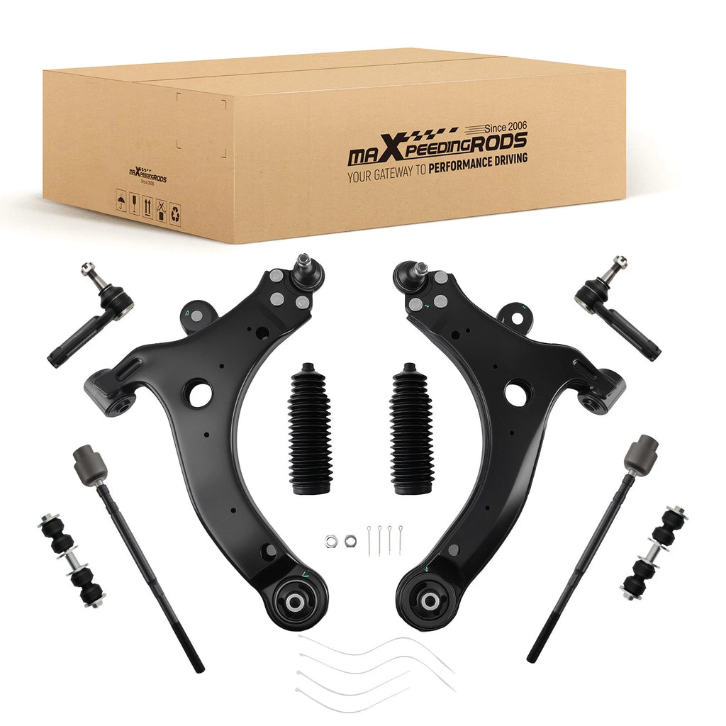 10x Front Suspension Lower Control Arms Tie Rods Kit for Chevy Impala (2007–2013)