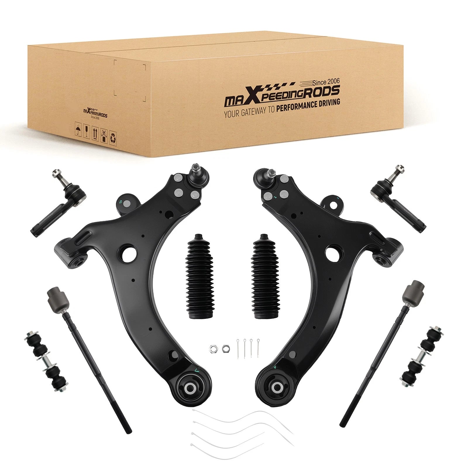 10x Front Suspension Lower Control Arms Tie Rods Kit for Chevy Impala (2007–2013)