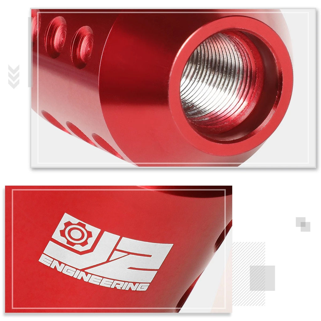 J2 6-Speed Manual Shift Knob for Universal Fit (Red, Adapters Included)