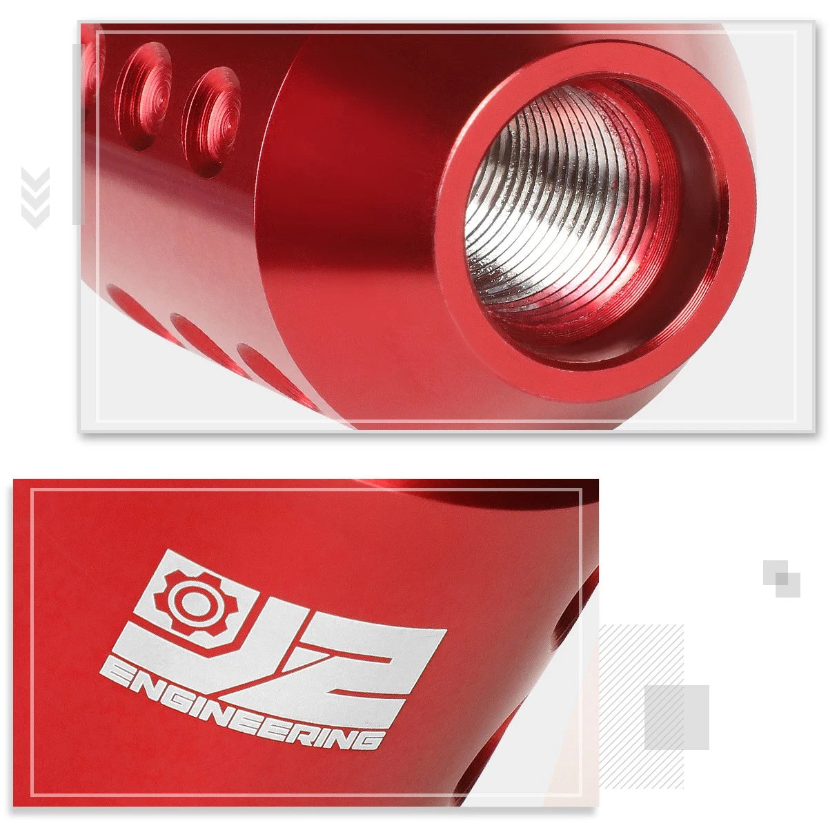 J2 6-Speed Manual Shift Knob for Universal Fit (Red, Adapters Included)