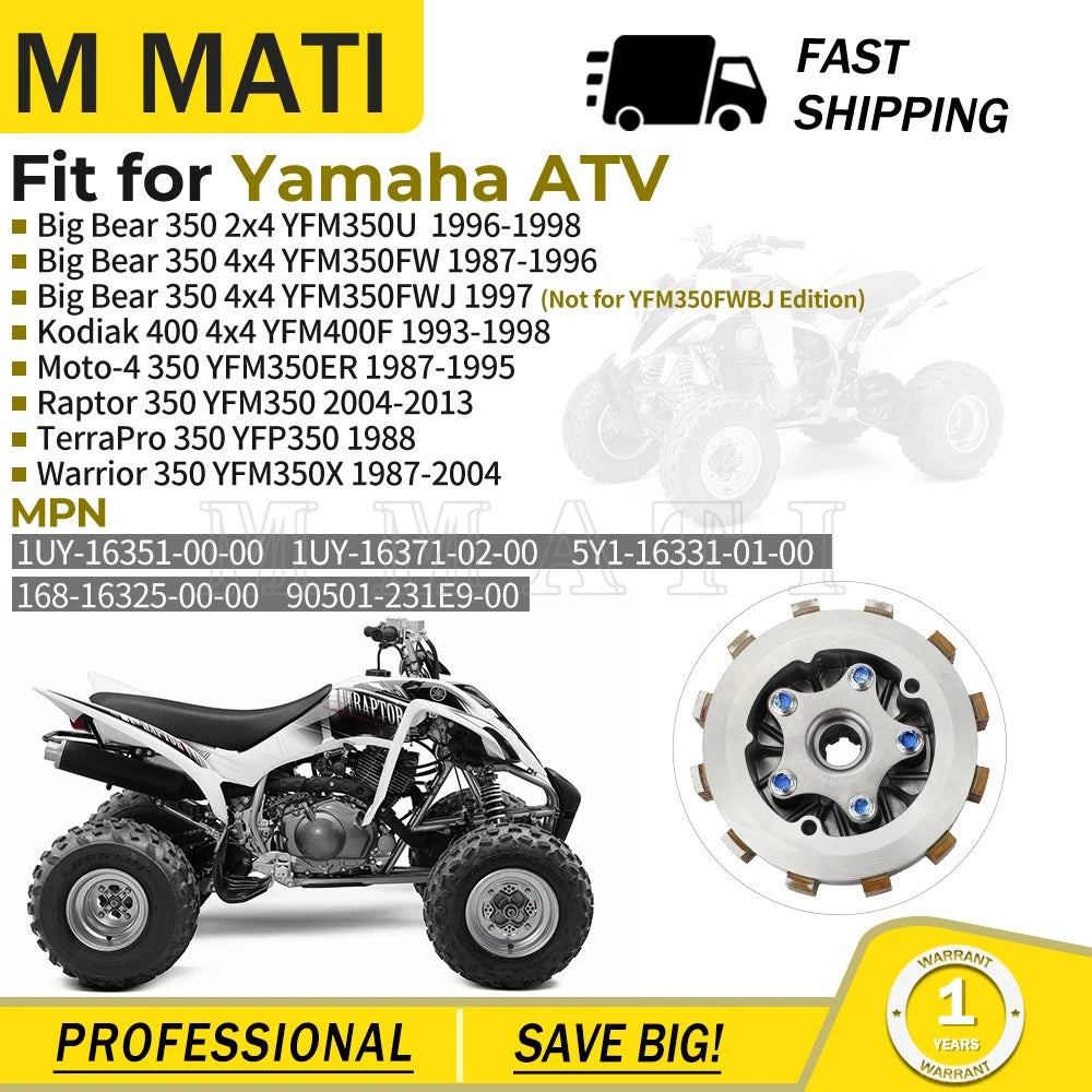 Heavy Duty Clutch Assembly for Yamaha Warrior 350 YFM350X (1987–2004) 1UY-16351-00-00