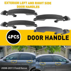 Set of 4 Black Door Handles for Ford Focus (2008–2011)