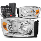Chrome Housing Amber Side Headlights for Dodge Ram 1500 2500 (2006–2009)
