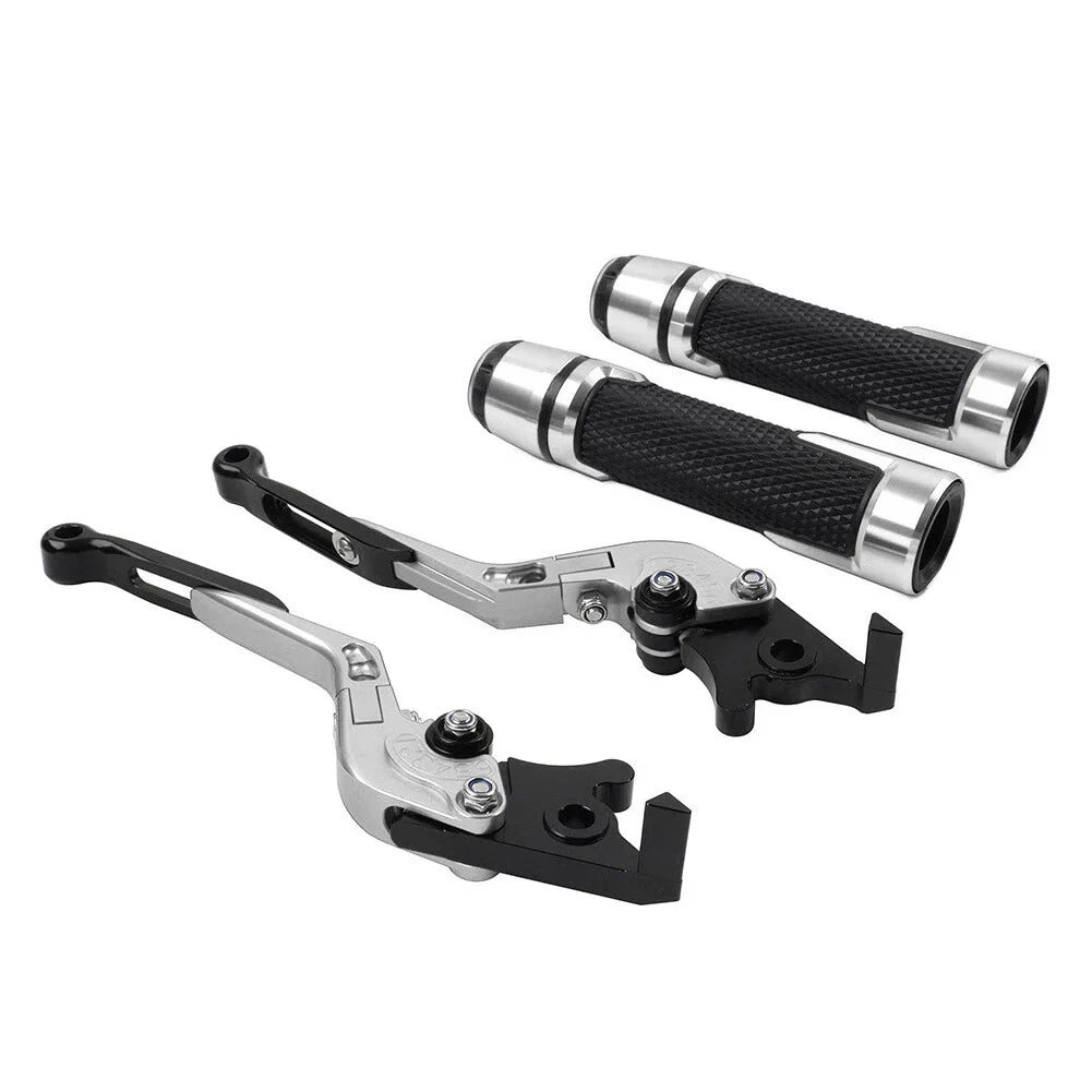 Silver Extendable Brake Clutch Levers & Grips for BMW F650GS (2002-2007)