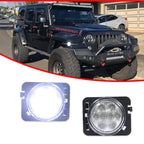Clear White LED Front Side Marker Signal Lights for Jeep Wrangler JK (2007–2018)
