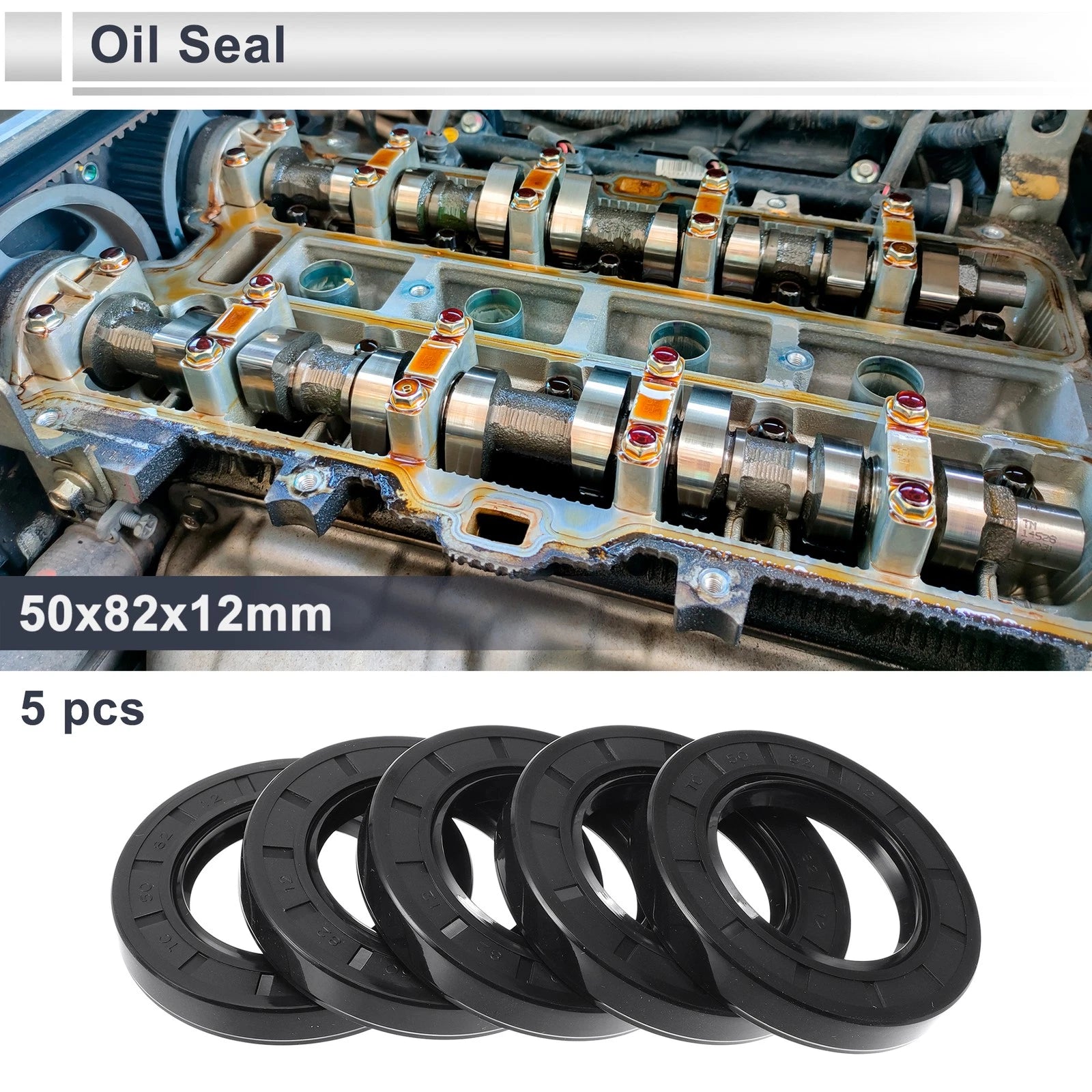 Set of 5 Oil Seal Rotary Shaft Seal Nitrile Rubber 50x82x12mm