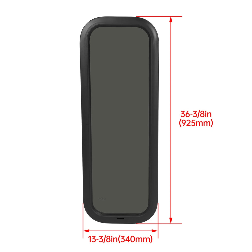 Black Screen RV Window 12" X 35" with Trim Ring Universal Dark Glass