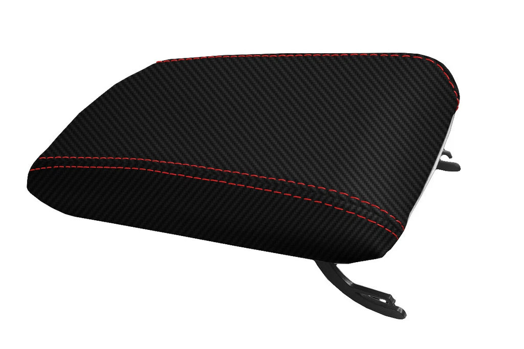 Carbon Fiber Console Lid Cover for Mitsubishi Eclipse (1995–1999) Red Stitch