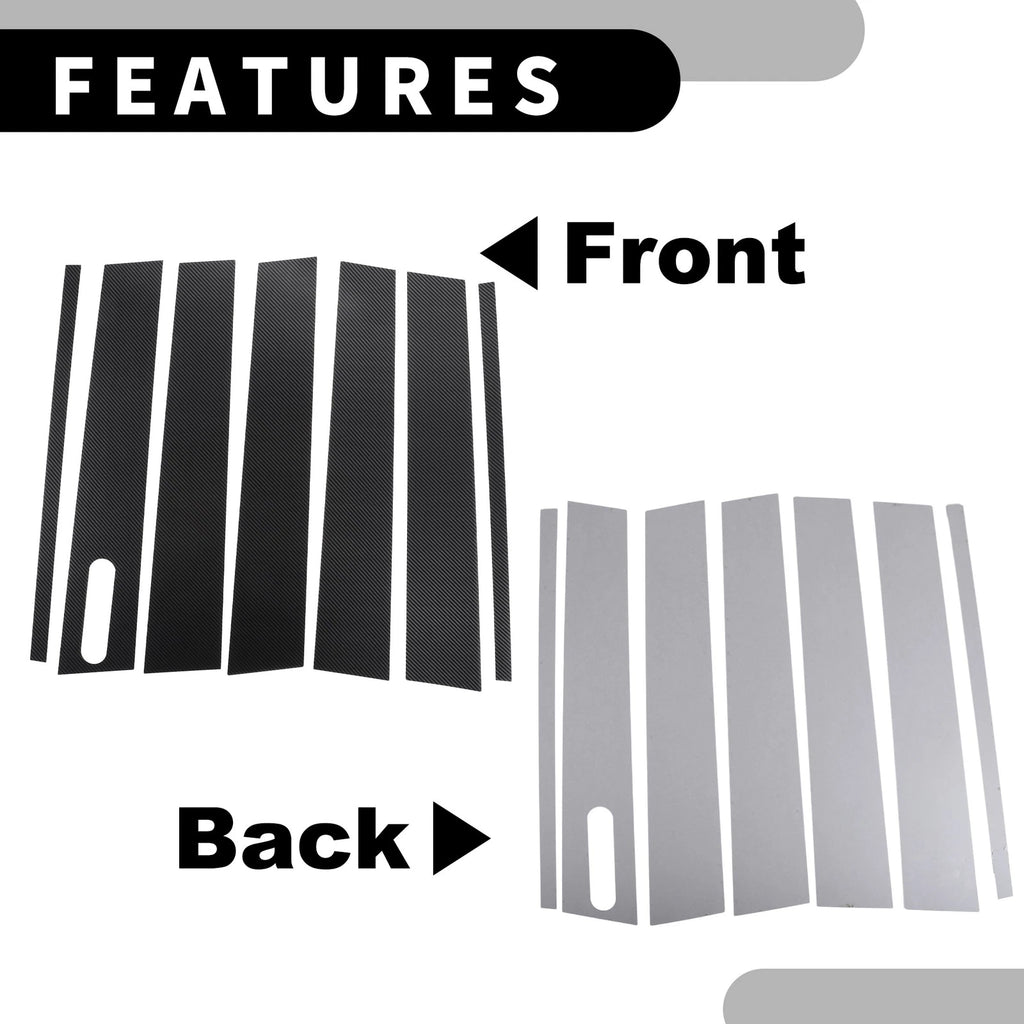 7pcs Car Pillar Window Trim Cover for Ford Explorer (2002–2010) Black Carbon Fiber