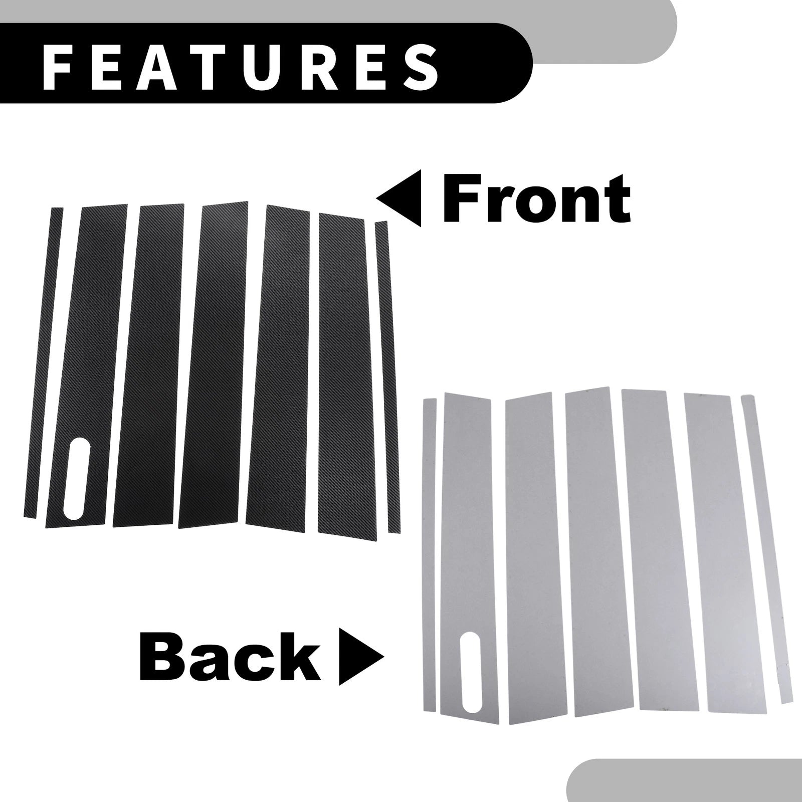7pcs Car Pillar Window Trim Cover for Ford Explorer (2002–2010) Black Carbon Fiber