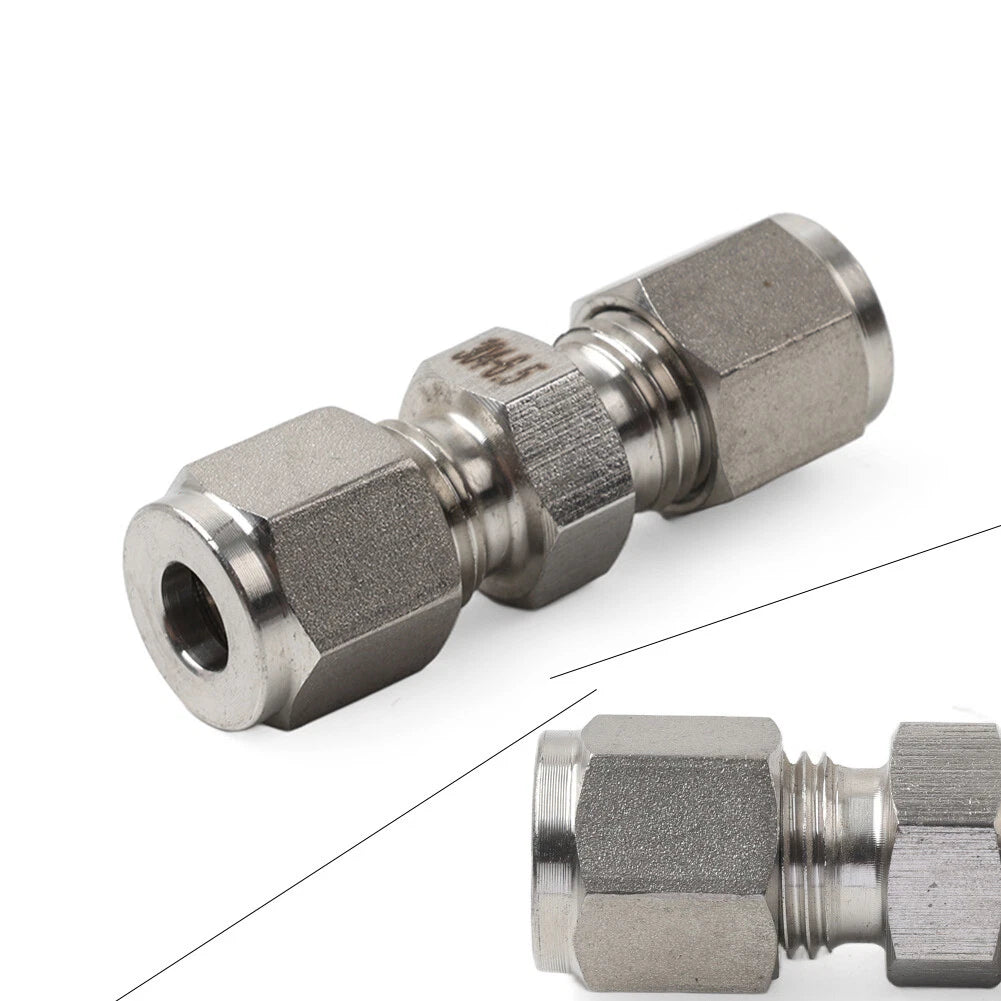 1Pc 1/4" 6.5mm Equal OD Straight Through Ferrule Pipe Tube Connector for
