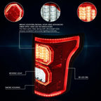 3D LED Tail Light Brake Lamp for Ford F-150 (2015–2017) Smoked/Red