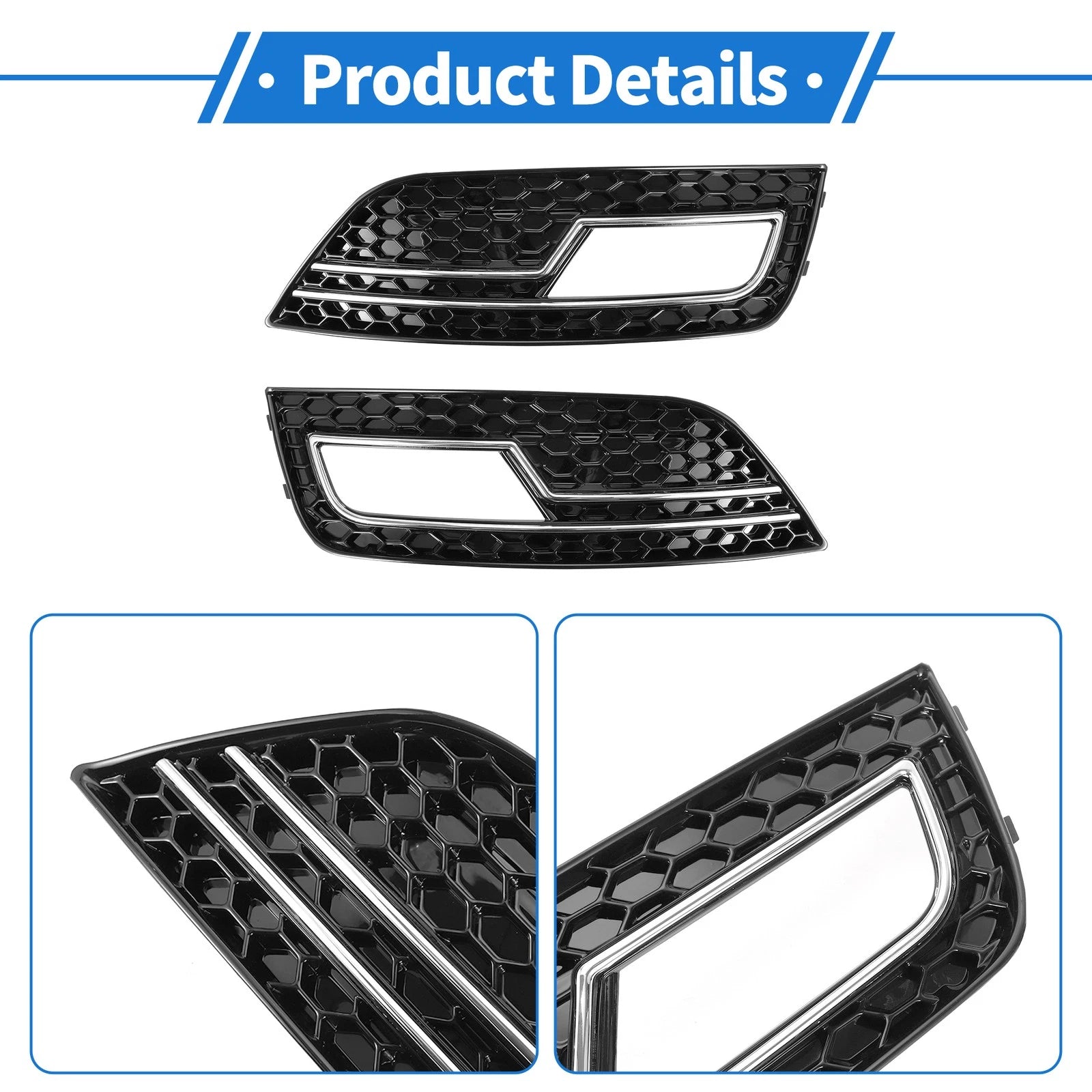 1 Pair Front Fog Light Grill for Audi A4L B9 S4 RS4 (2017–2023) No. 8K0807681K/8K0807682K